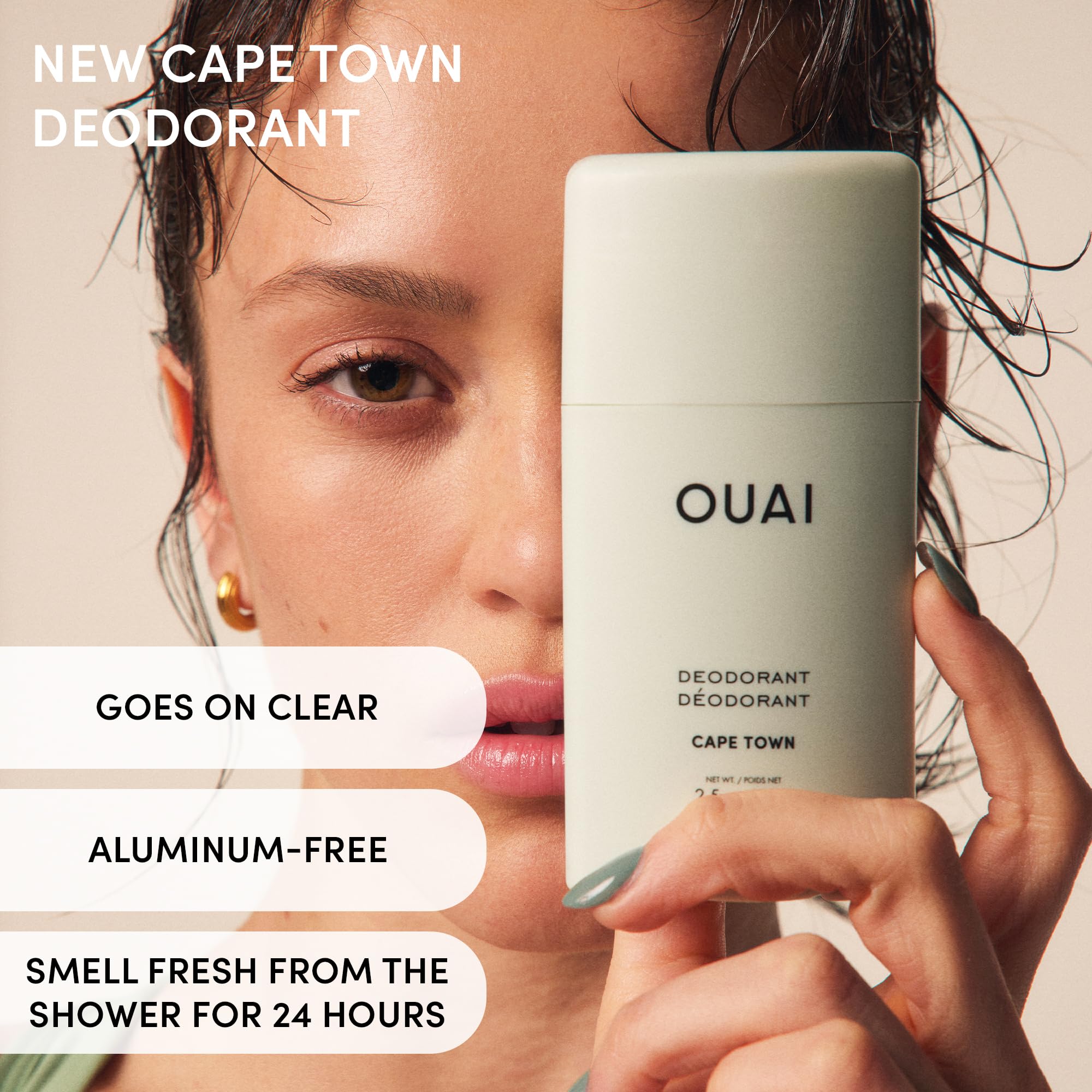 OUAI Cape Town deodorant swatch on skin illustrating clear application