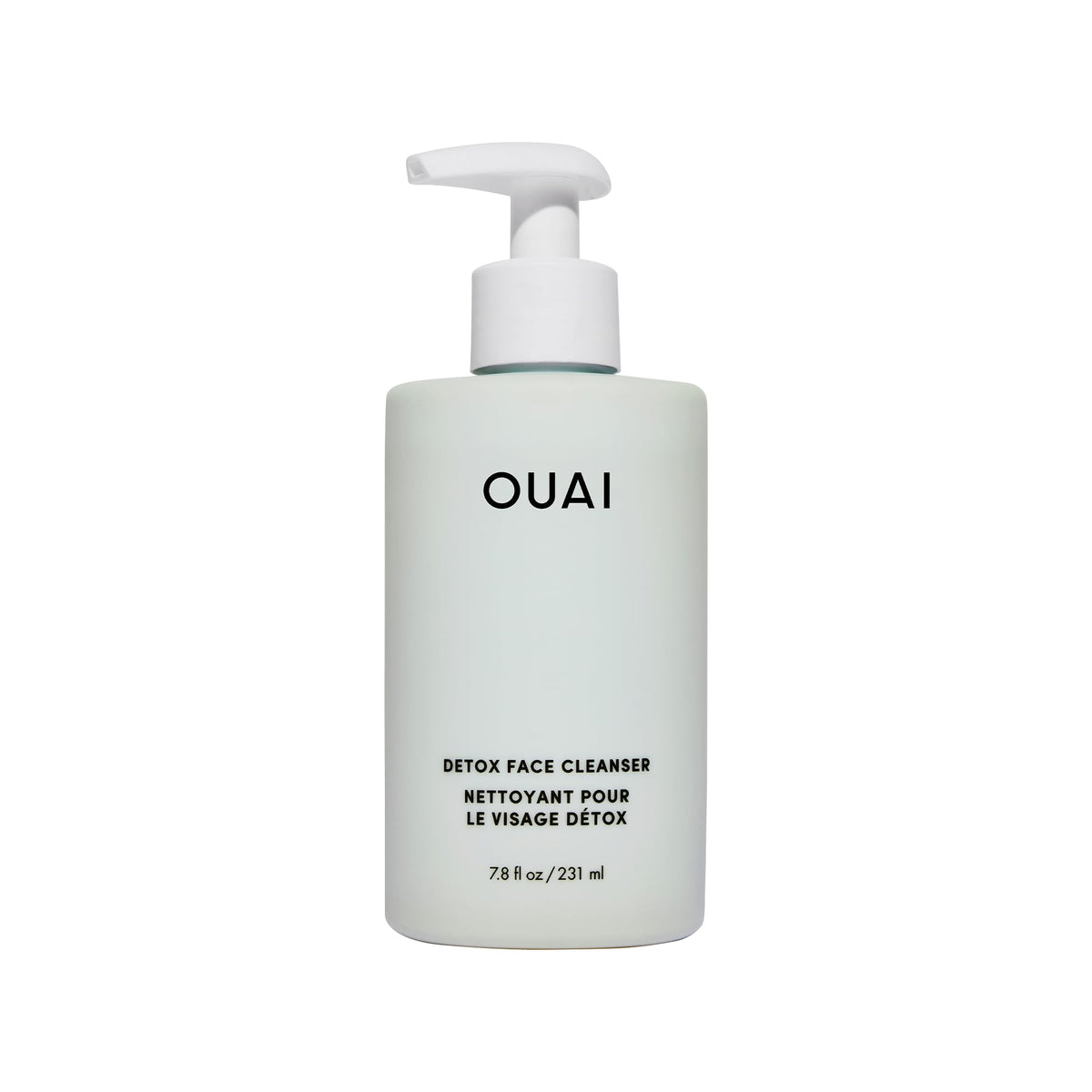 OUAI Detox facial cleanser bottle closeup showing refreshing cleanse
