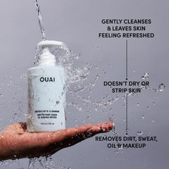 OUAI Detox foamy lather demonstrates gentle daily cleanse