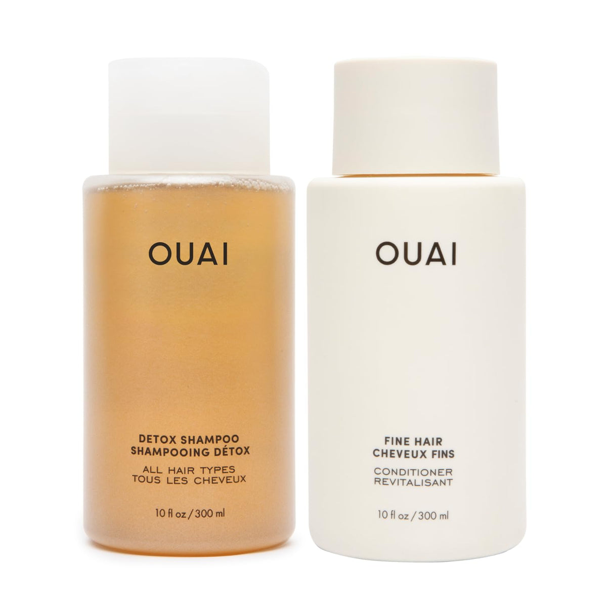 OUAI Detox Shampoo bottle showing a clarifying cleanse for buildup-free hair.