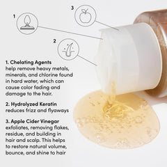 OUAI Detox Shampoo Refill ingredients featuring apple cider vinegar for scalp exfoliation