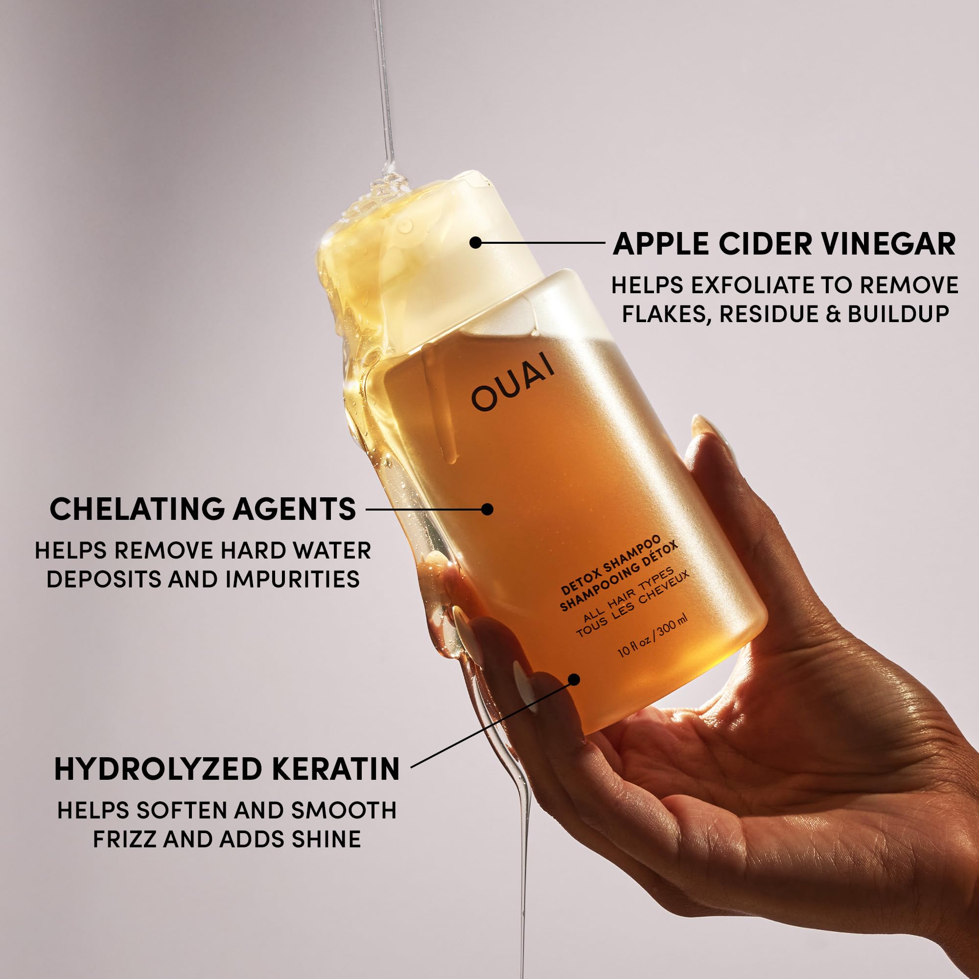 OUAI Detox Shampoo Refill application being used as part of weekly routine