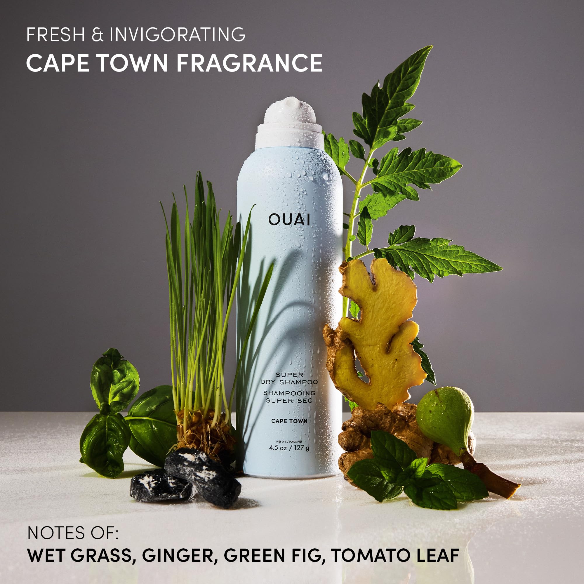 OUAI dry shampoo root application on hair roots