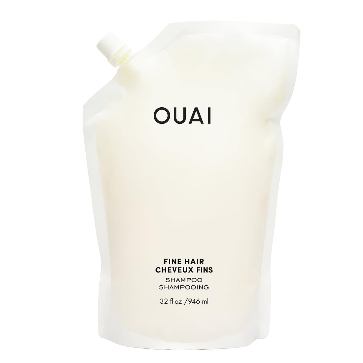 OUAI Fine Hair Shampoo Refill bottle front view for volumizing boost