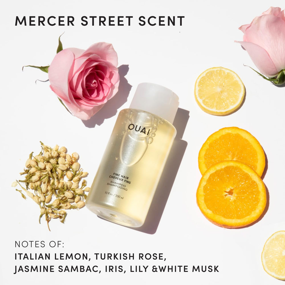OUAI refill bottle pour shows easy application and rinse-off