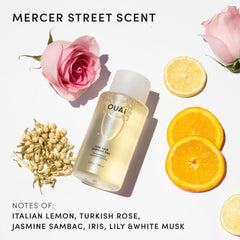 OUAI refill bottle pour shows easy application and rinse-off
