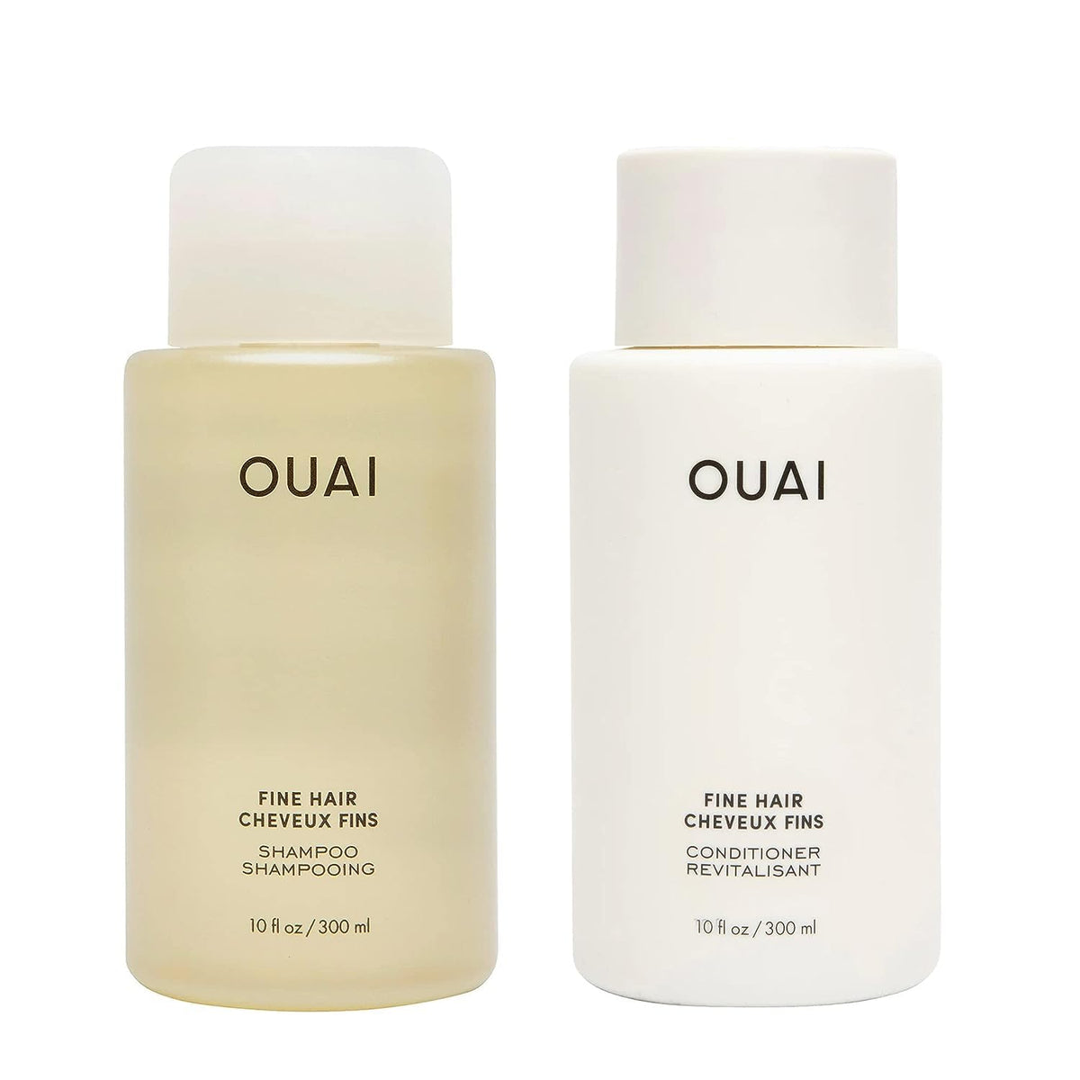 OUAI Fine Shampoo bottle demonstrates lightweight cleansing for fine hair