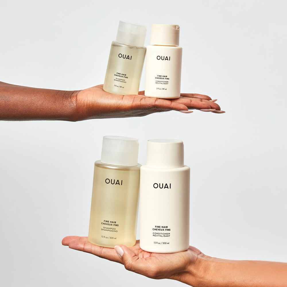 OUAI Fine Shampoo ingredients highlight keratin biotin chia for stronger, nourished strands