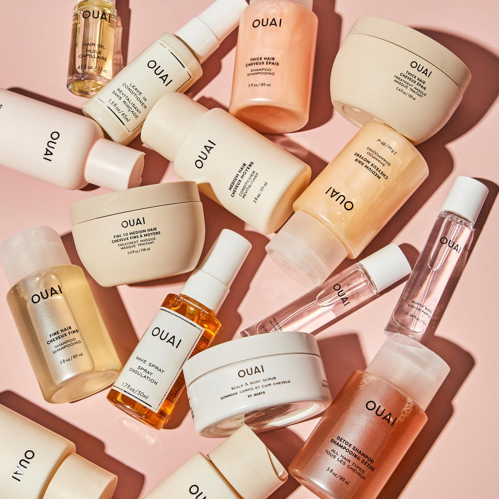 OUAI Fine Shampoo travel-size packaging suitable for travel