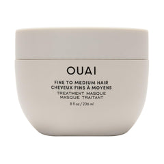 OUAI Fine to Medium Hair Masque packaging highlights hydrating formula for smoother strands.