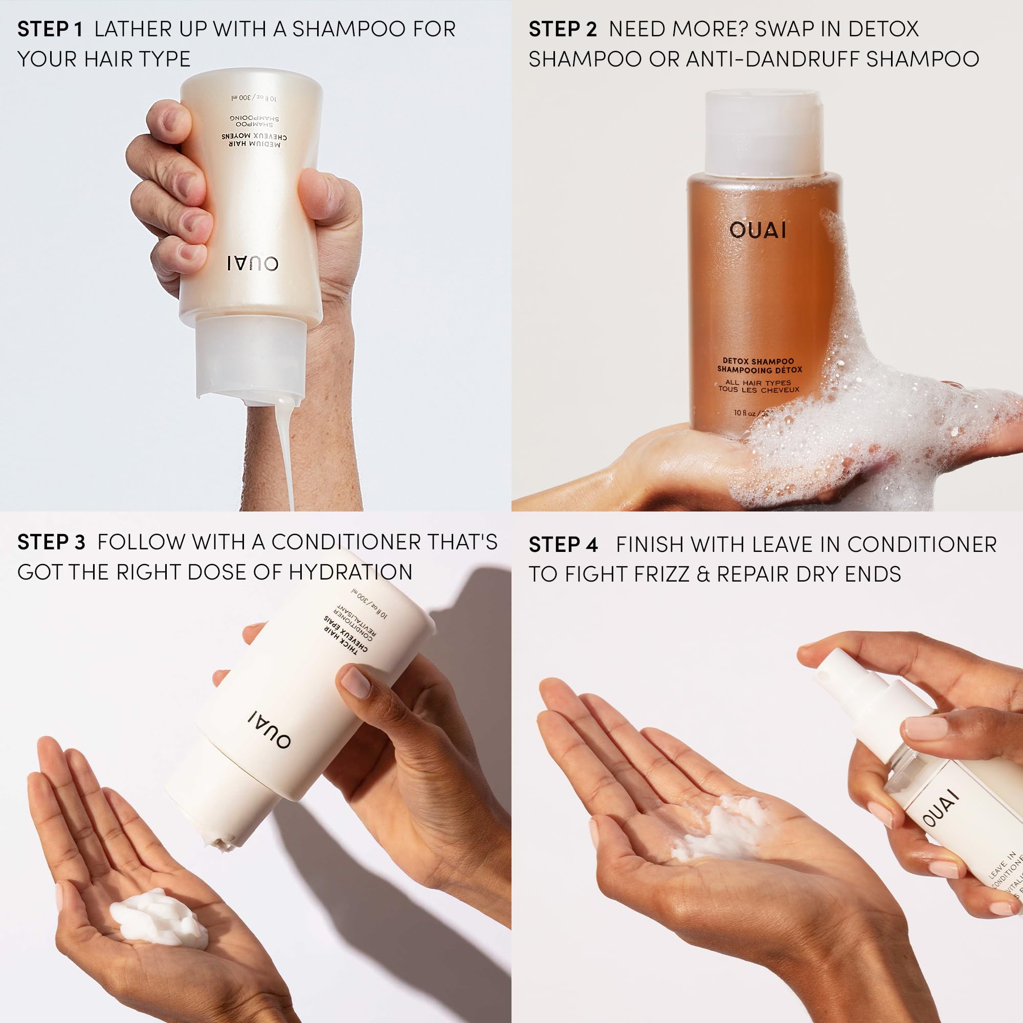 OUAI frizz control spray smooths flyaways during styling