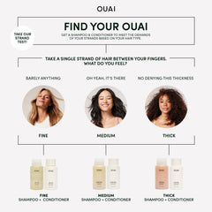 OUAI Thick Hair Mask ingredients featuring almond olive oils and keratin for nourishment