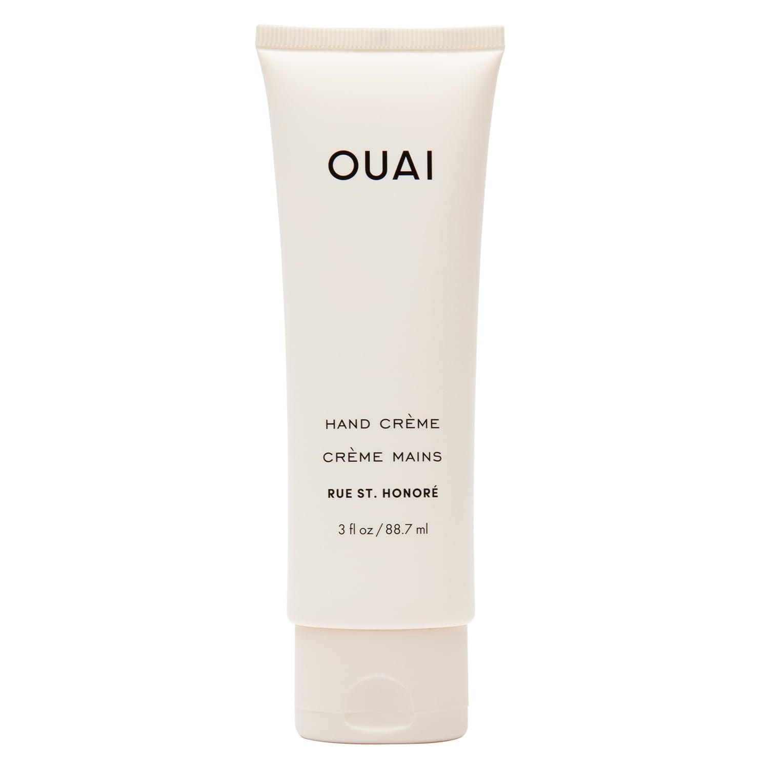 OUAI Hand Cream bottle closeup showing sleek packaging for daily nourishment