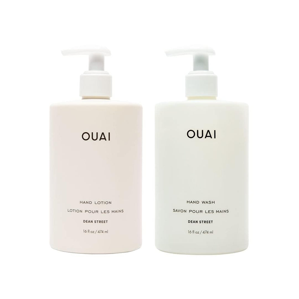 OUAI Hand Wash Dean Street bottle shows bright lather and citrus aroma.
