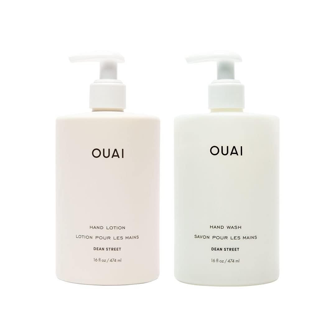 OUAI Hand Wash Dean Street bottle shows bright lather and citrus aroma.