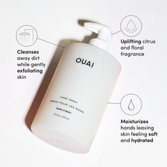OUAI Hand Wash Dean Street foamy lather demonstrates gentle cleansing.