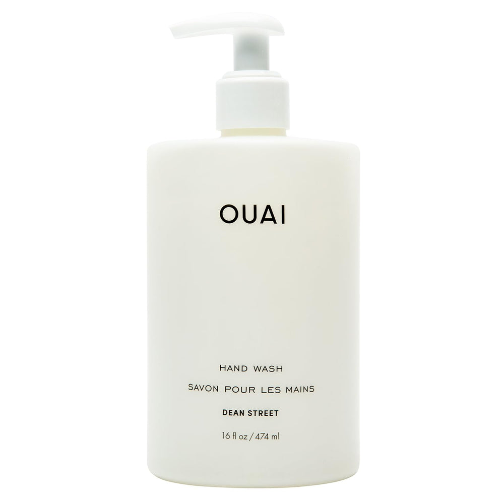 OUAI Hand Wash Dean Street pump with jojoba exfoliation for smoother skin.