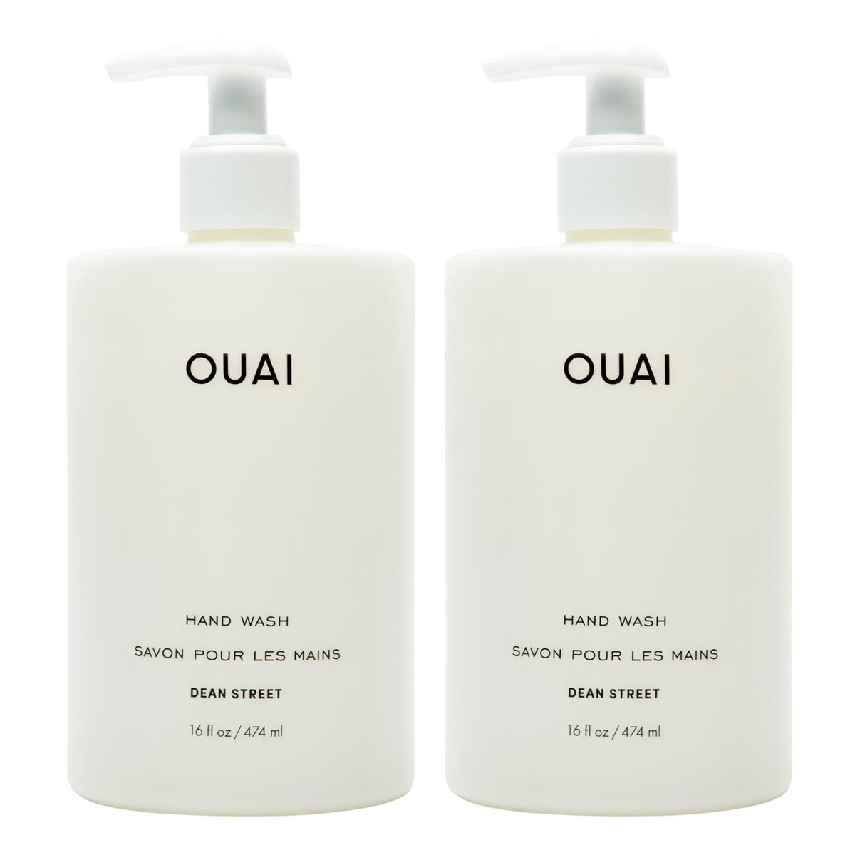 OUAI Hand Wash Full Size Dean Street Pump showcases hydrating exfoliation.