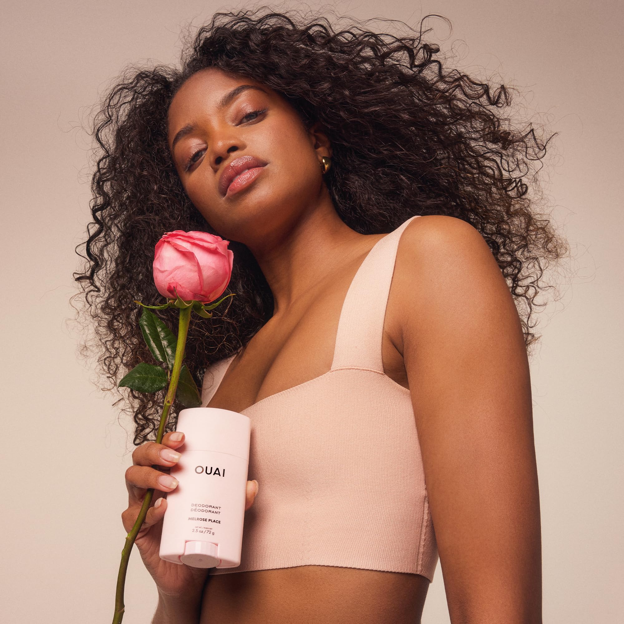 OUAI Melrose Place deodorant packaging front highlighting invisible application