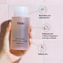 OUAI Melrose Place foaming lather close-up for luxe shower experience