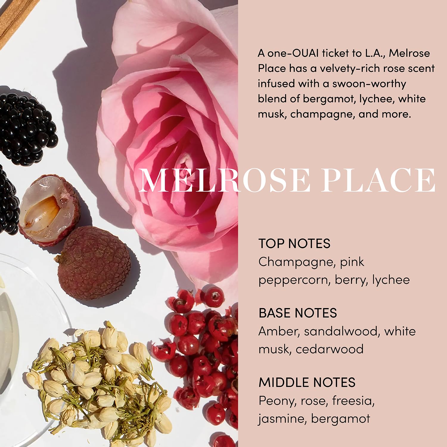 OUAI Melrose Place shower scene suggests luxurious, relaxing routine