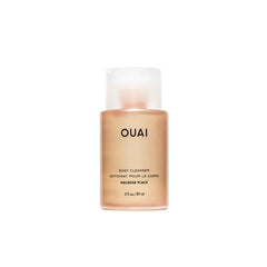 OUAI Melrose Place travel-size bottle pour shows hydrating cleanse on the go.