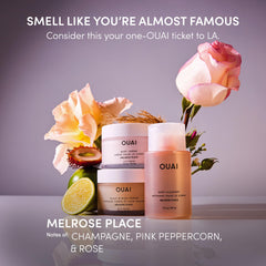 OUAI Melrose Place travel-size foamy-lather demonstrates luxurious cleansing with hydrating oils.