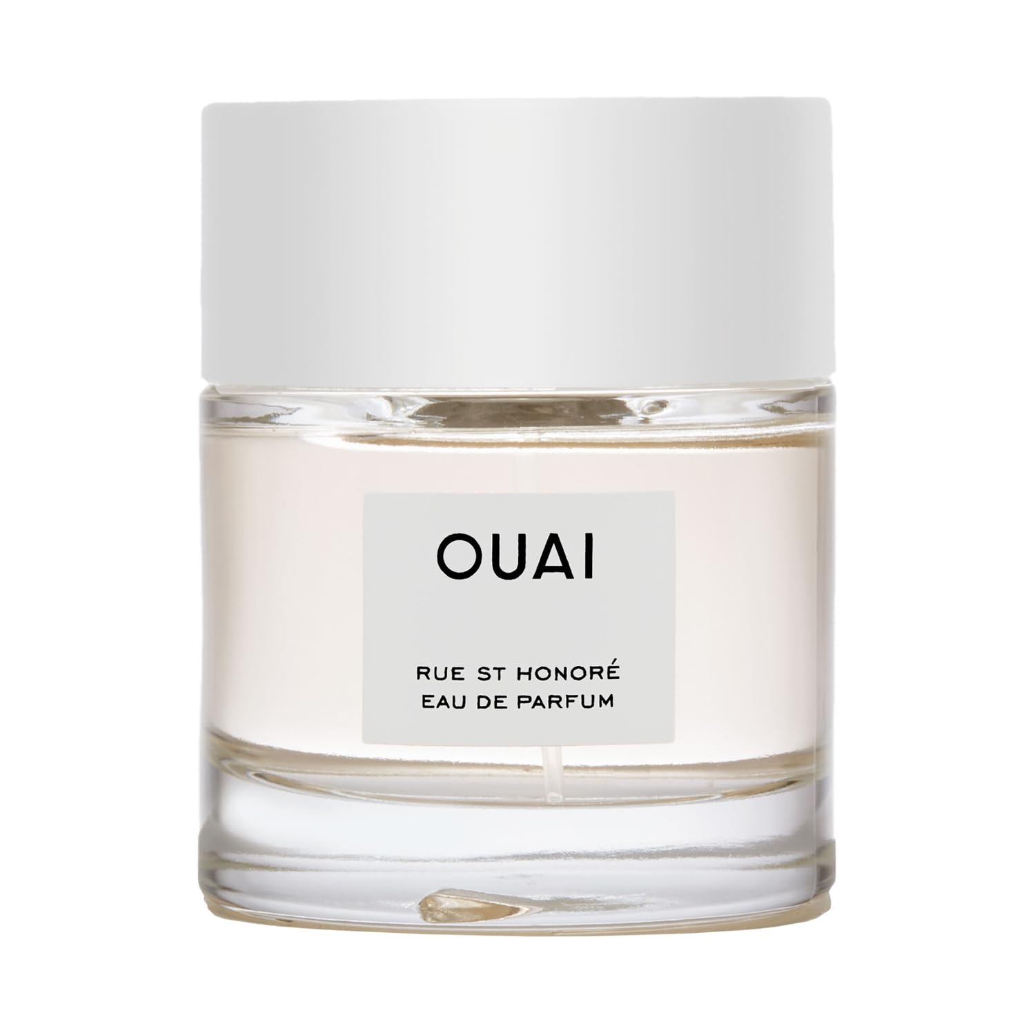 OUAI Rue St Honore Eau de Parfum bottle closeup highlights sleek design and everyday floral fragrance