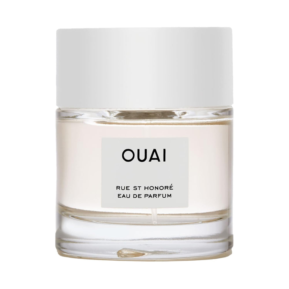 OUAI Rue St Honore Eau de Parfum bottle closeup highlights sleek design and everyday floral fragrance