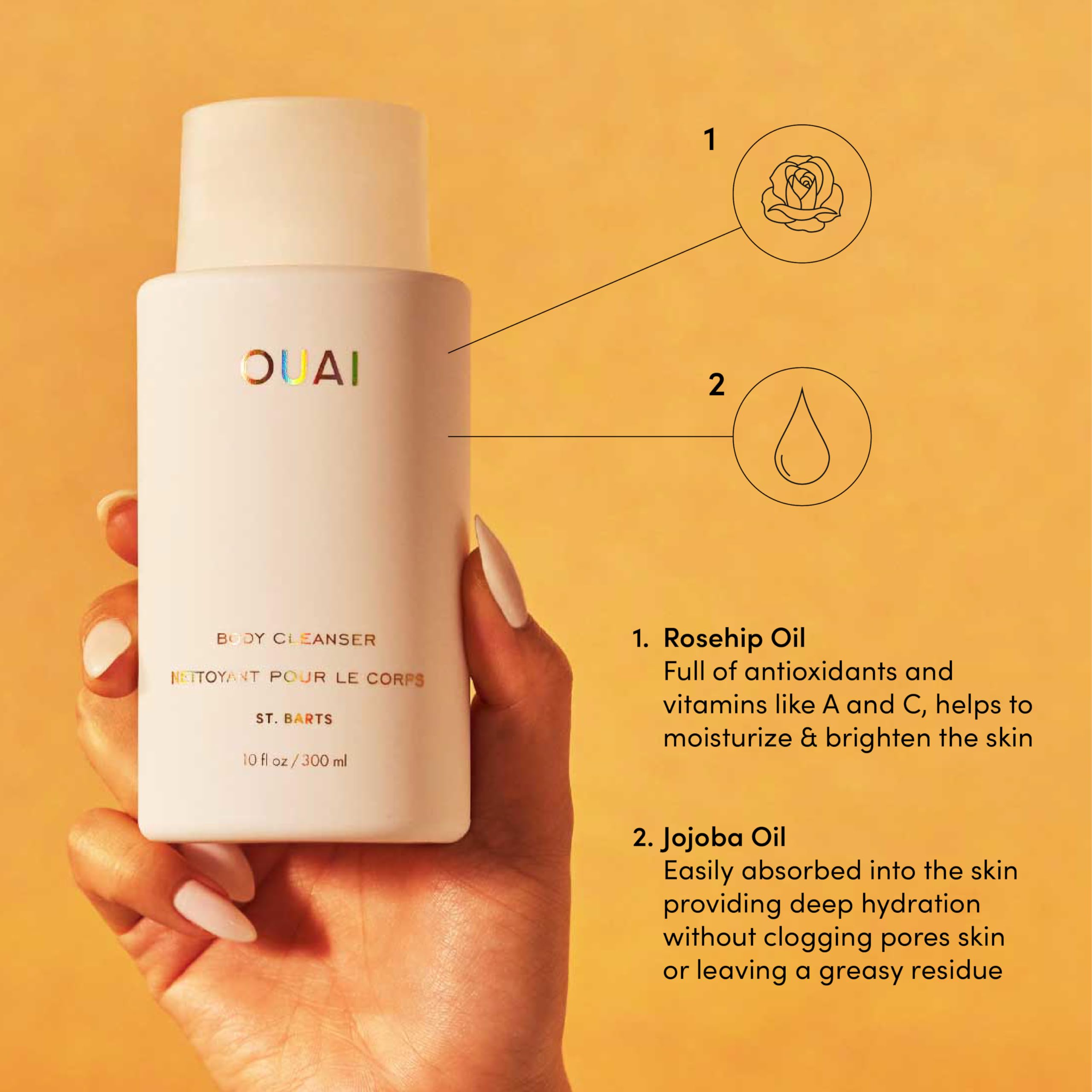 OUAI St. Barts bottle closeup showing premium, clean formula.