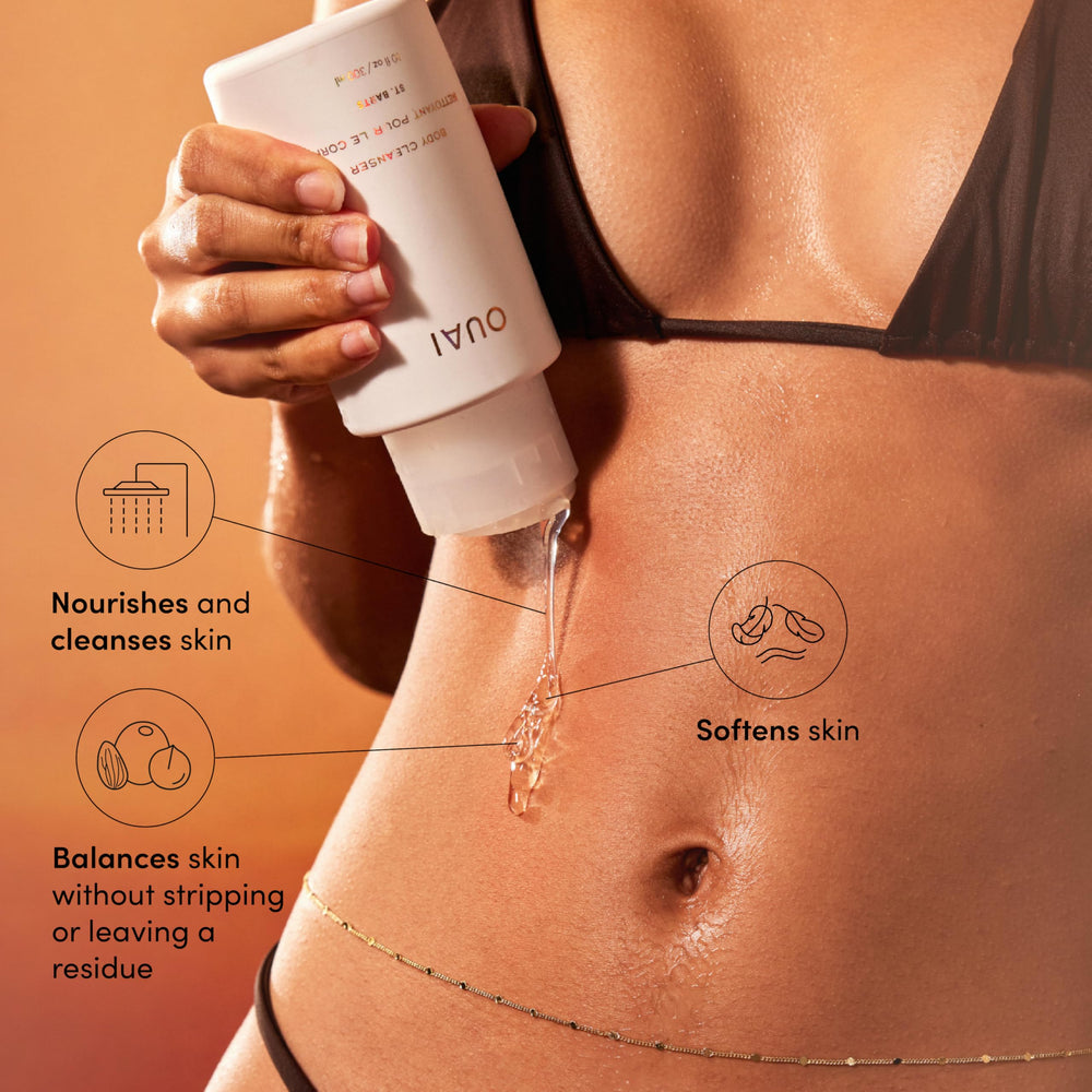 OUAI St. Barts foaming wash provides rich lather for clean, hydrated skin.