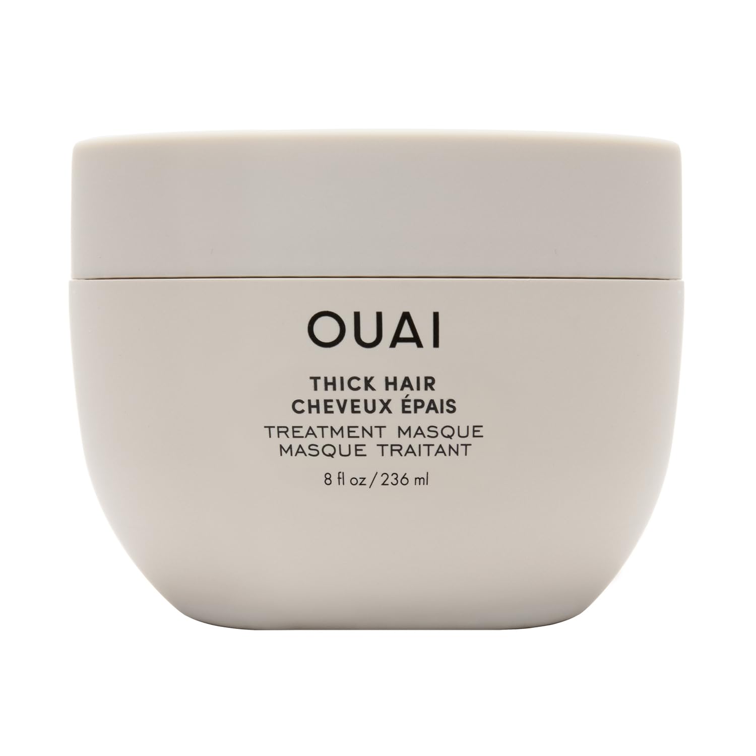 OUAI Thick Hair Mask bottle shown for nourishing daily conditioning and smoother strands