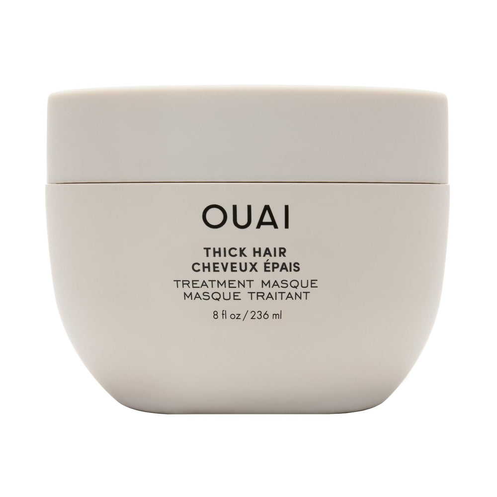 OUAI Thick Hair Mask bottle shown for nourishing daily conditioning and smoother strands