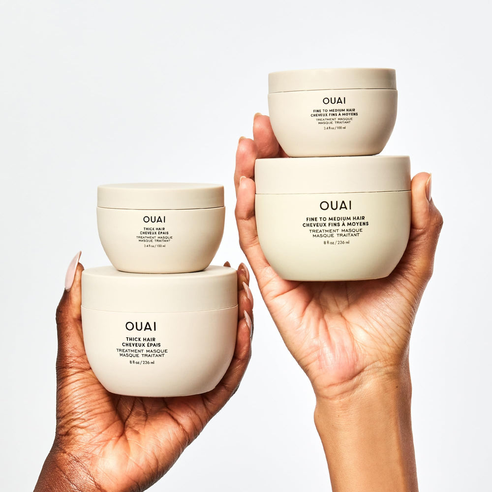 Packaging emphasizes phthalate- and paraben-free OUAI Thick Hair Mask.