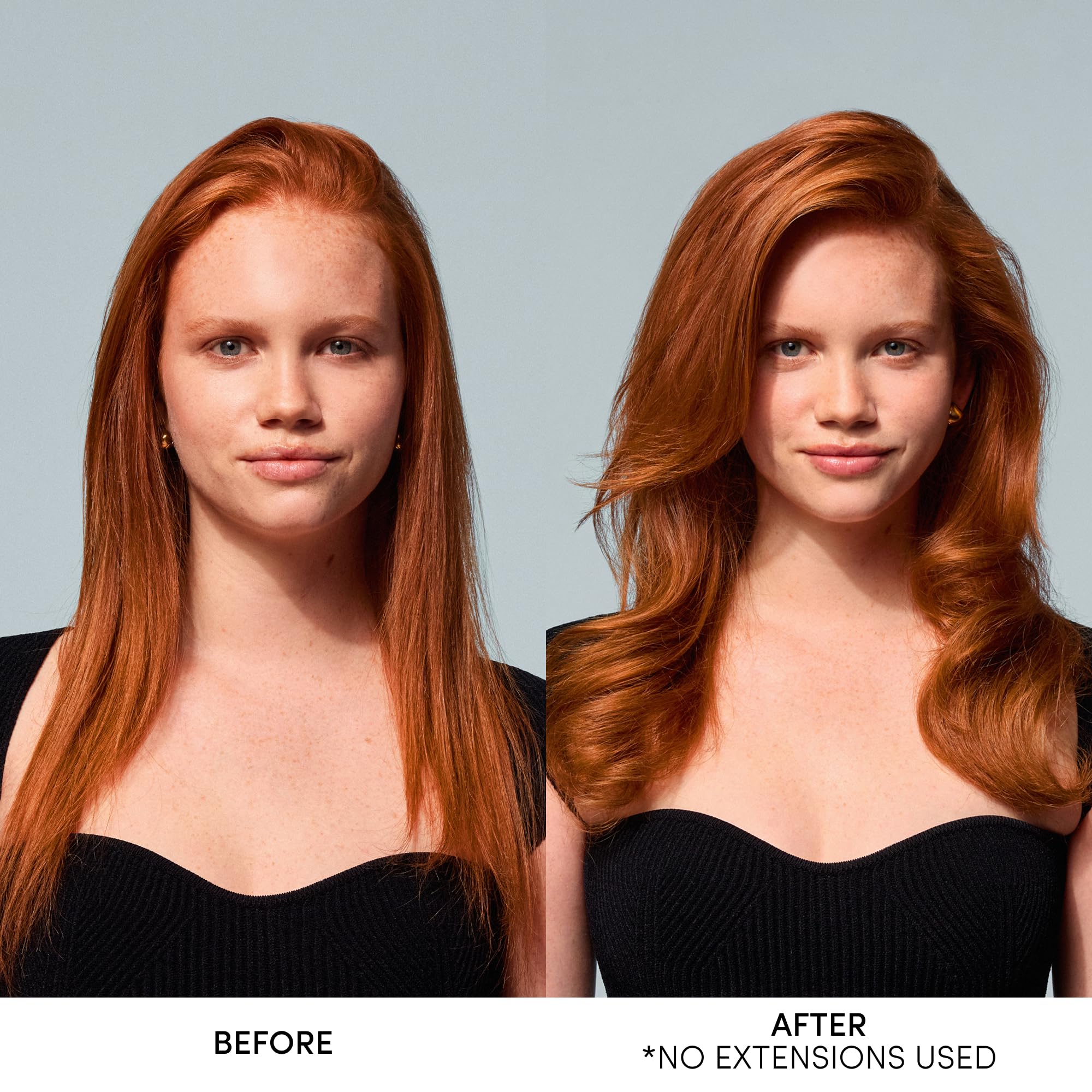 OUAI Thickening Spray fluffy finish on styled hair offers voluminous look.