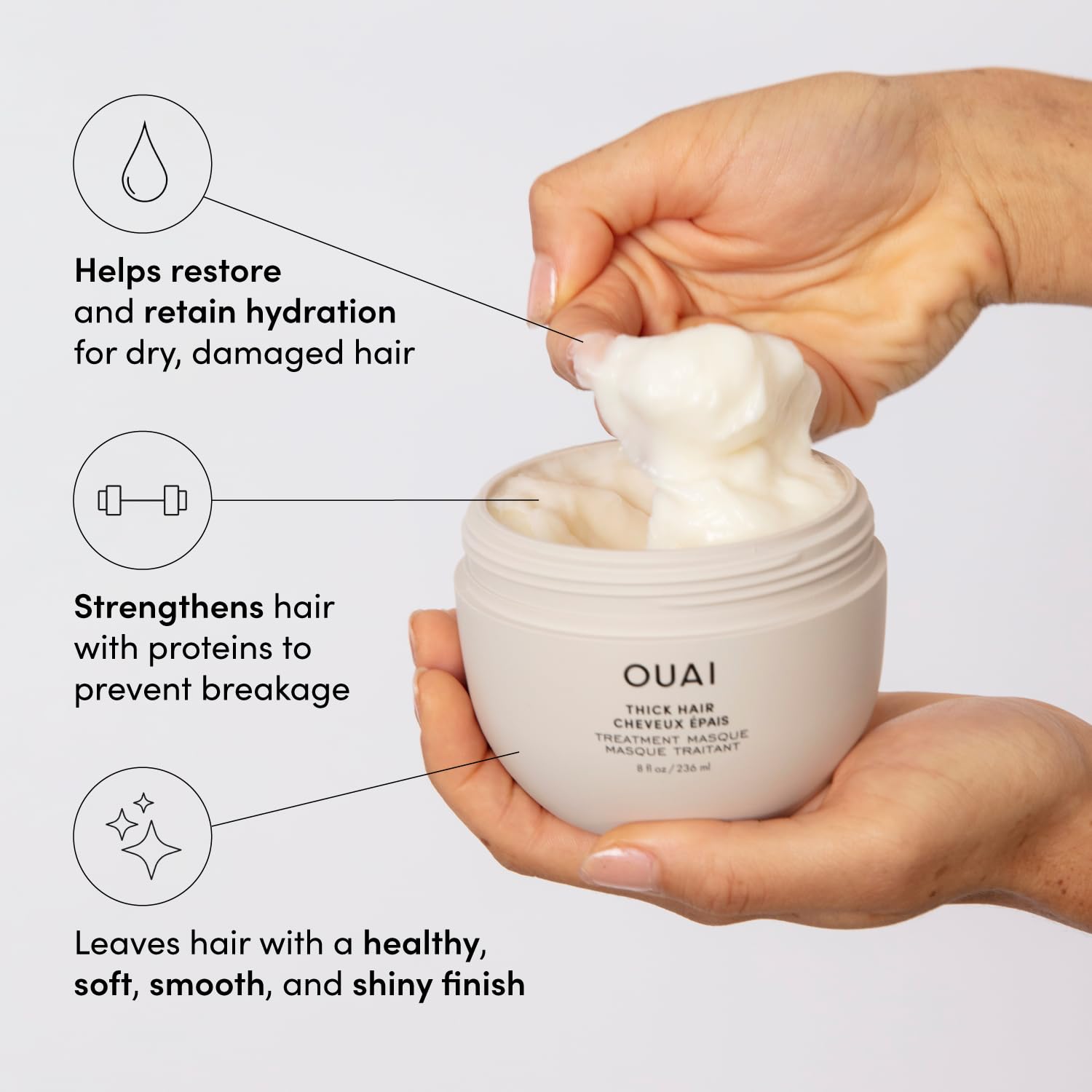OUAI travel kit travel size bottles ready for on the go hair care.