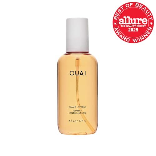 OUAI Wave Spray texture close-up showing mist for defined waves.