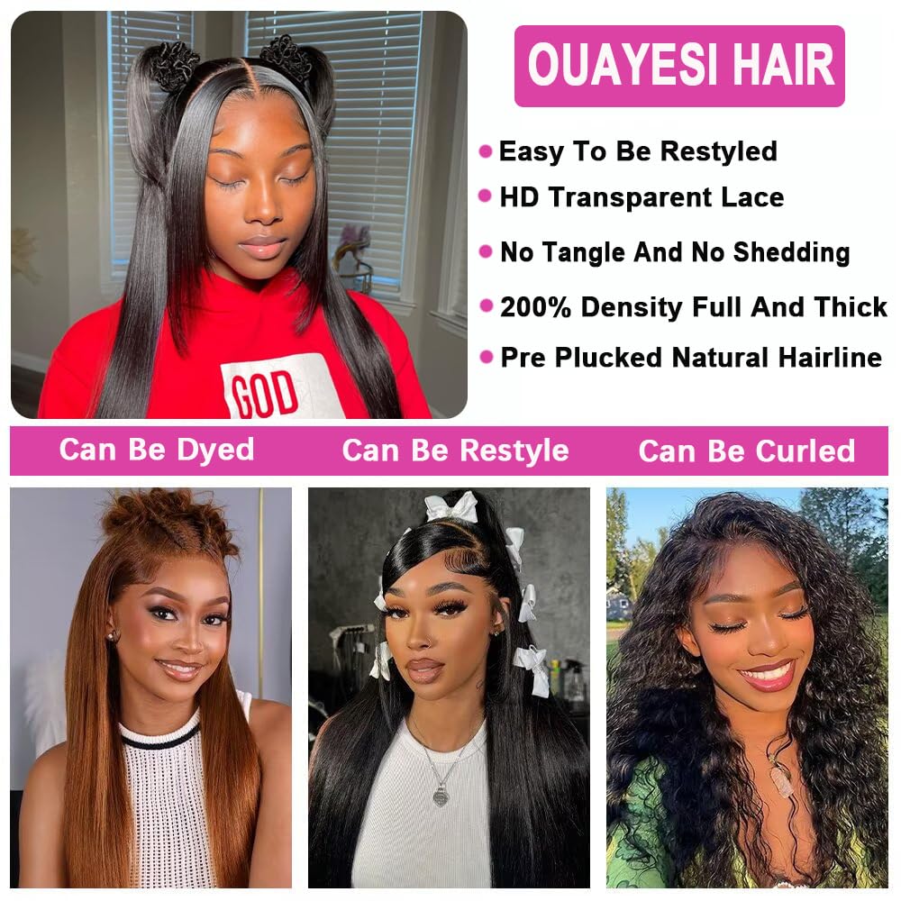 OUAYESI straight wig cap detail shows adjustable fit for comfort all day.