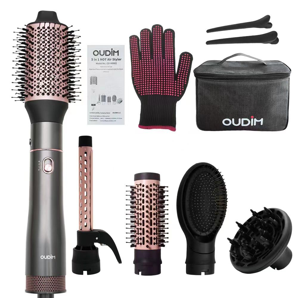 Oudim 5-in-1 oval brush for voluminous hair and glamorous waves.