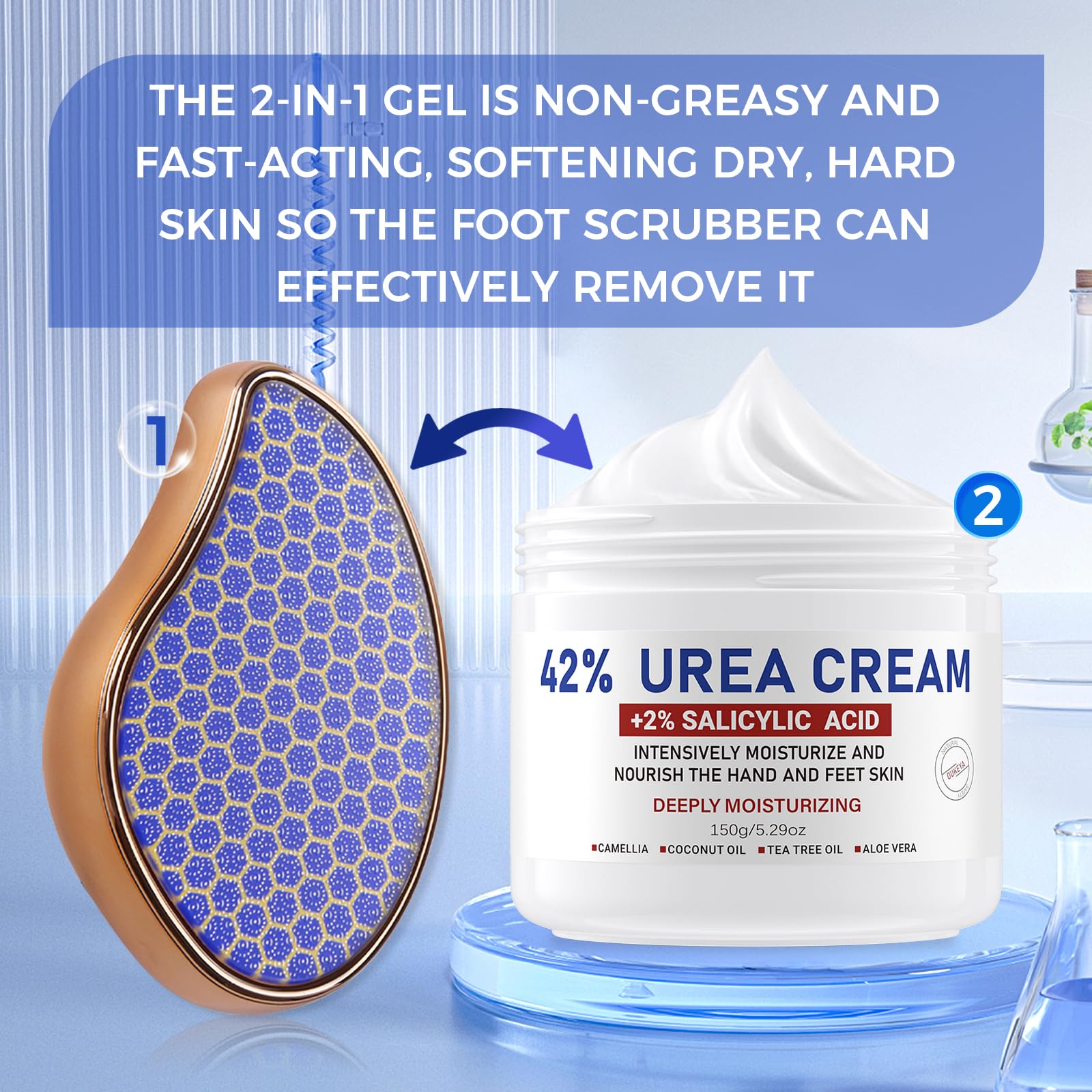 OUKEYA file and cream on bathroom shelf showing everyday convenience benefit