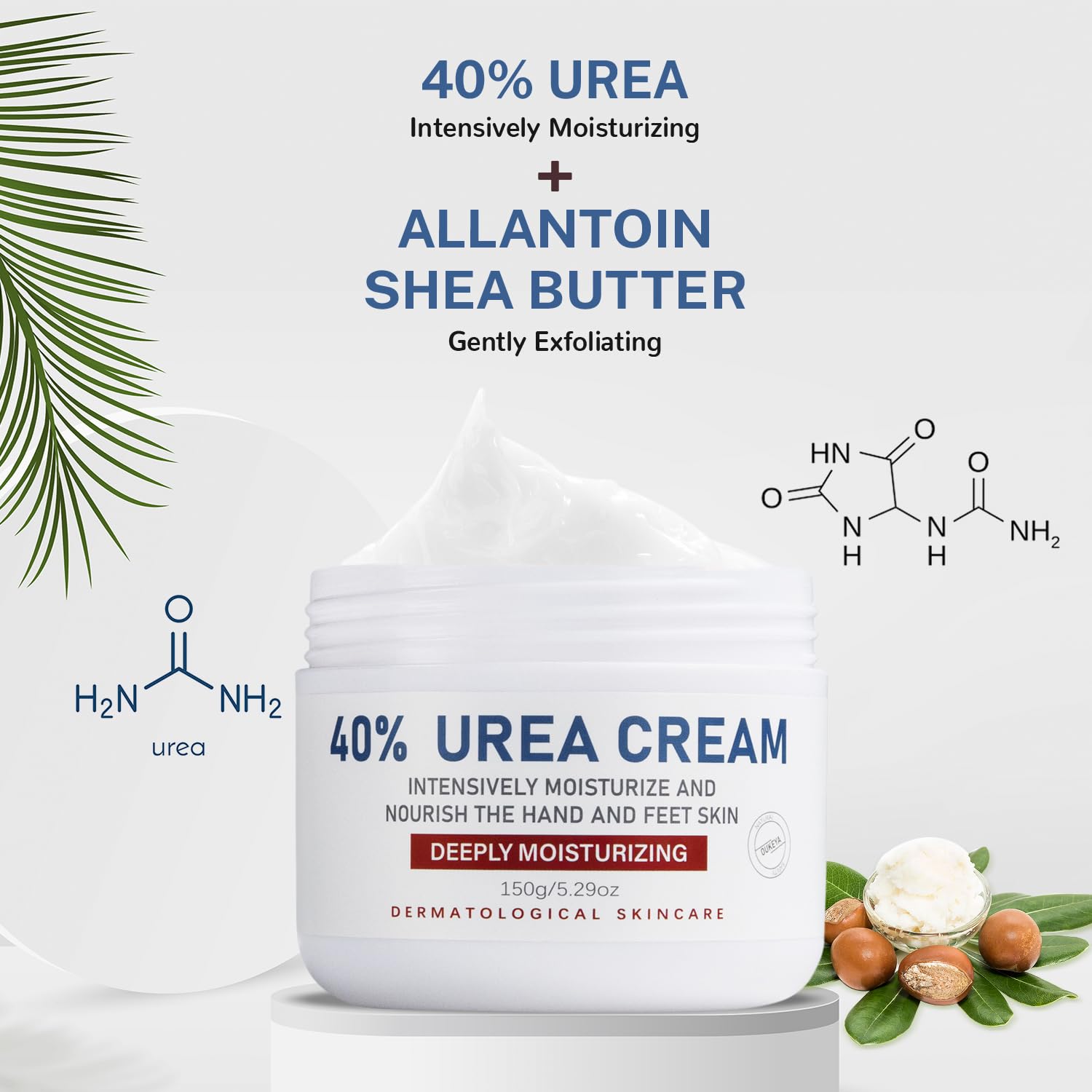 OUKEYA Urea Cream 40% texture close-up shows non-greasy absorption.