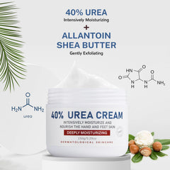 OUKEYA Urea Cream 40% texture close-up shows non-greasy absorption.