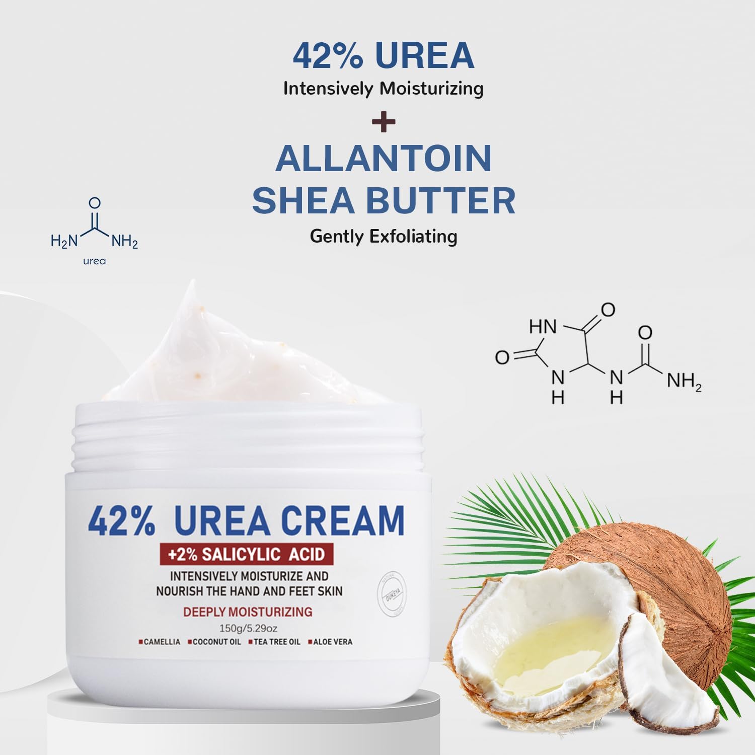 OUKEYA Urea Cream 42% jar closeup shows rich, moisturizing texture