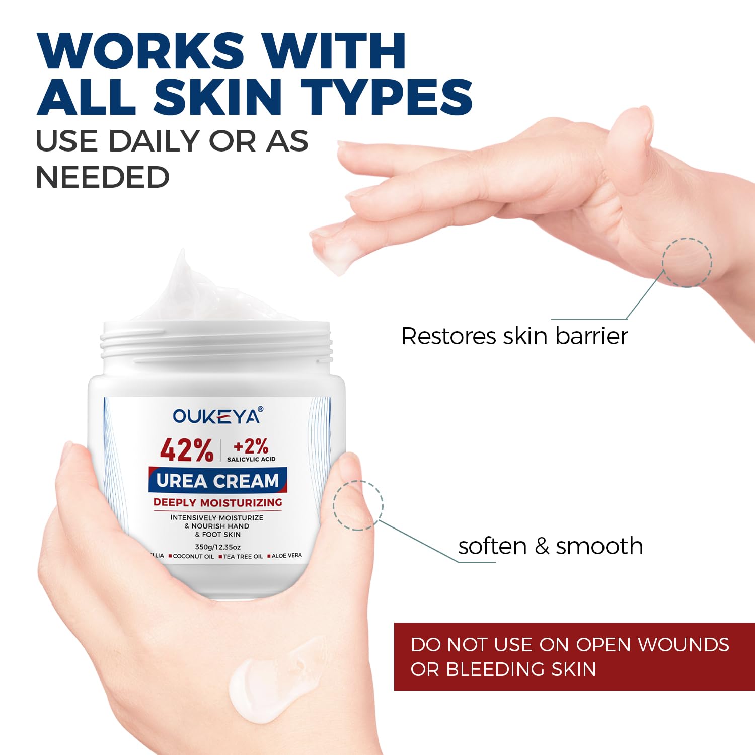 OUKEYA Urea Cream on bathroom shelf ready for daily routine.