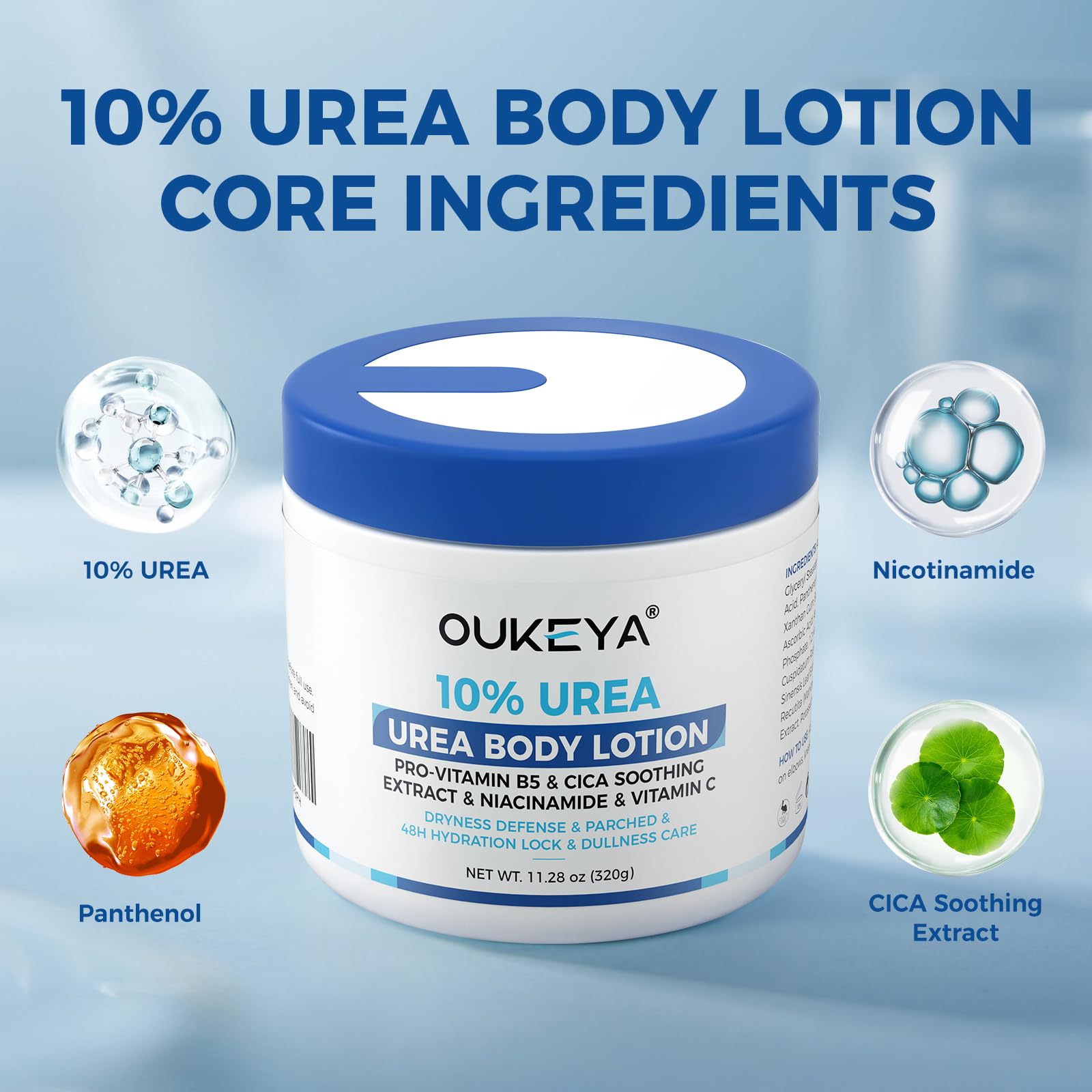 OUKEYA Urea Cream applied to elbows to soften rough skin.