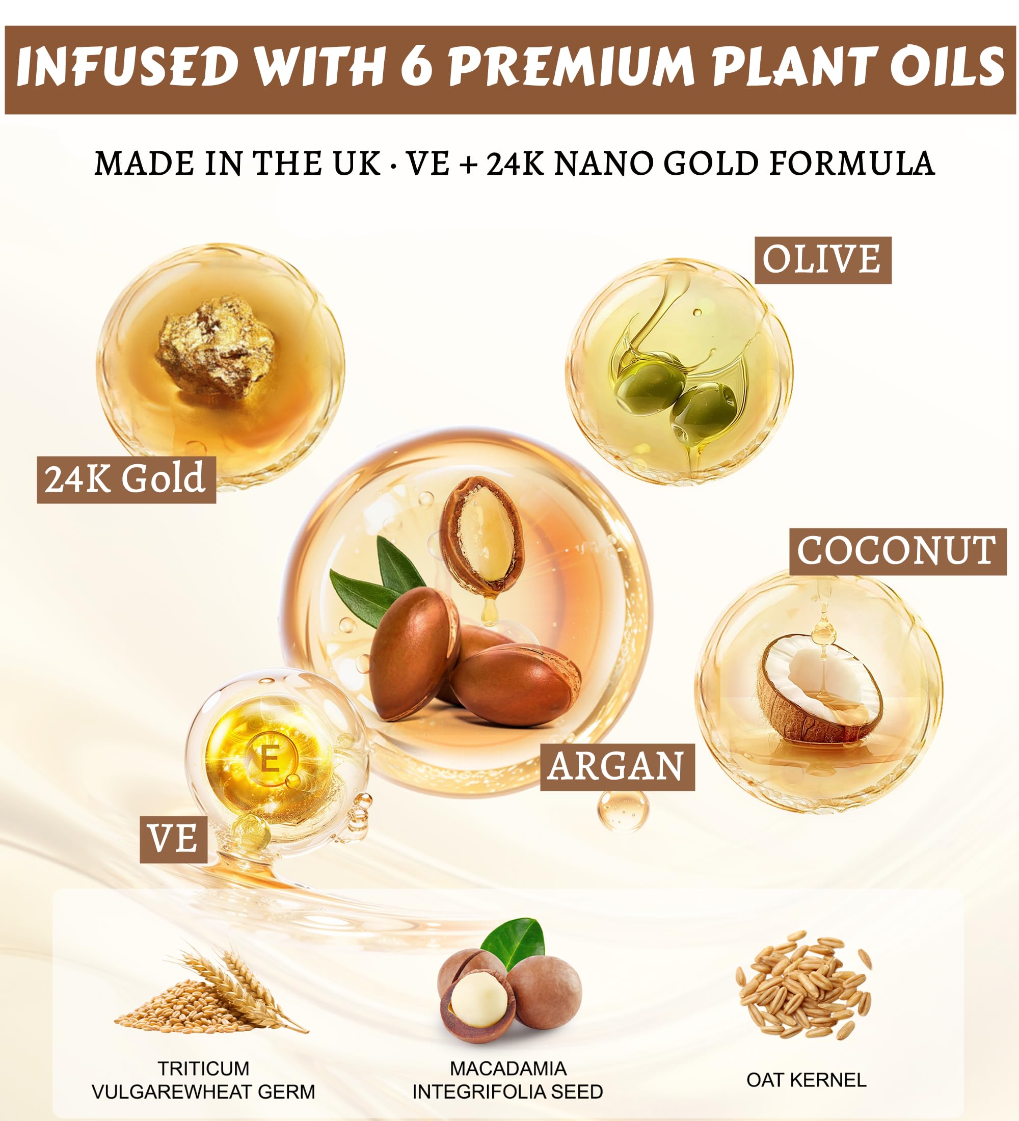 Oumigiz argan coconut olive oil blend nourishes dry hair.
