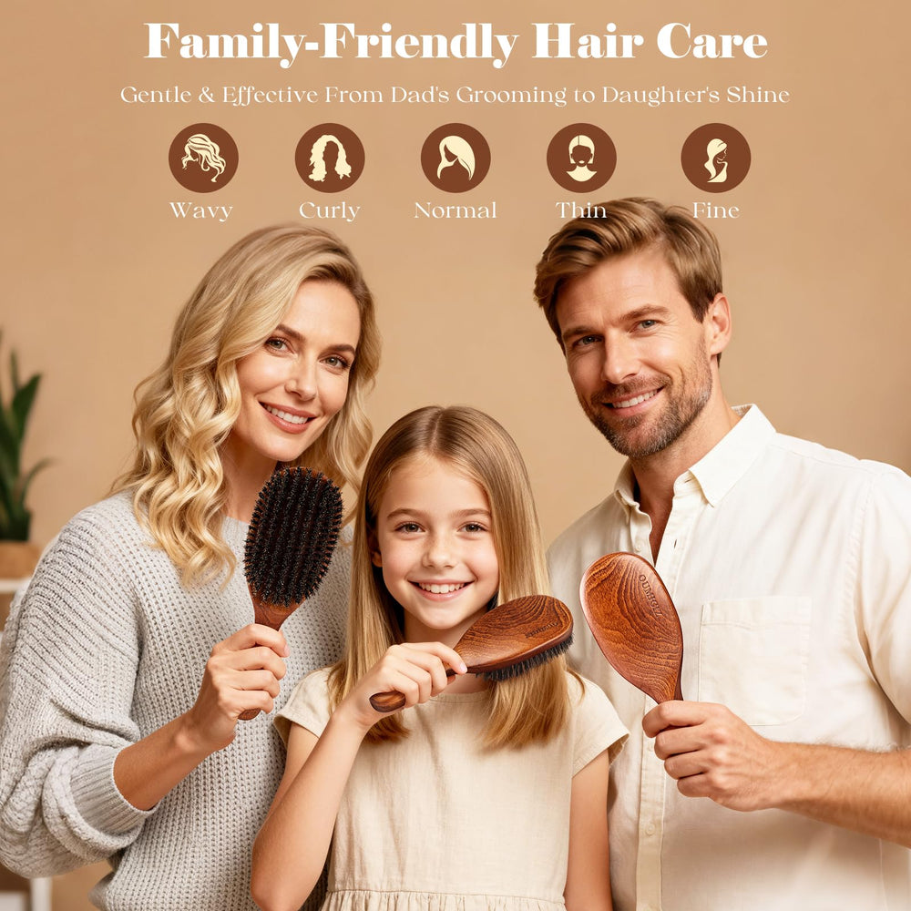 OUMIGIZ beard brush demonstrates versatile use for gentle facial hair grooming.