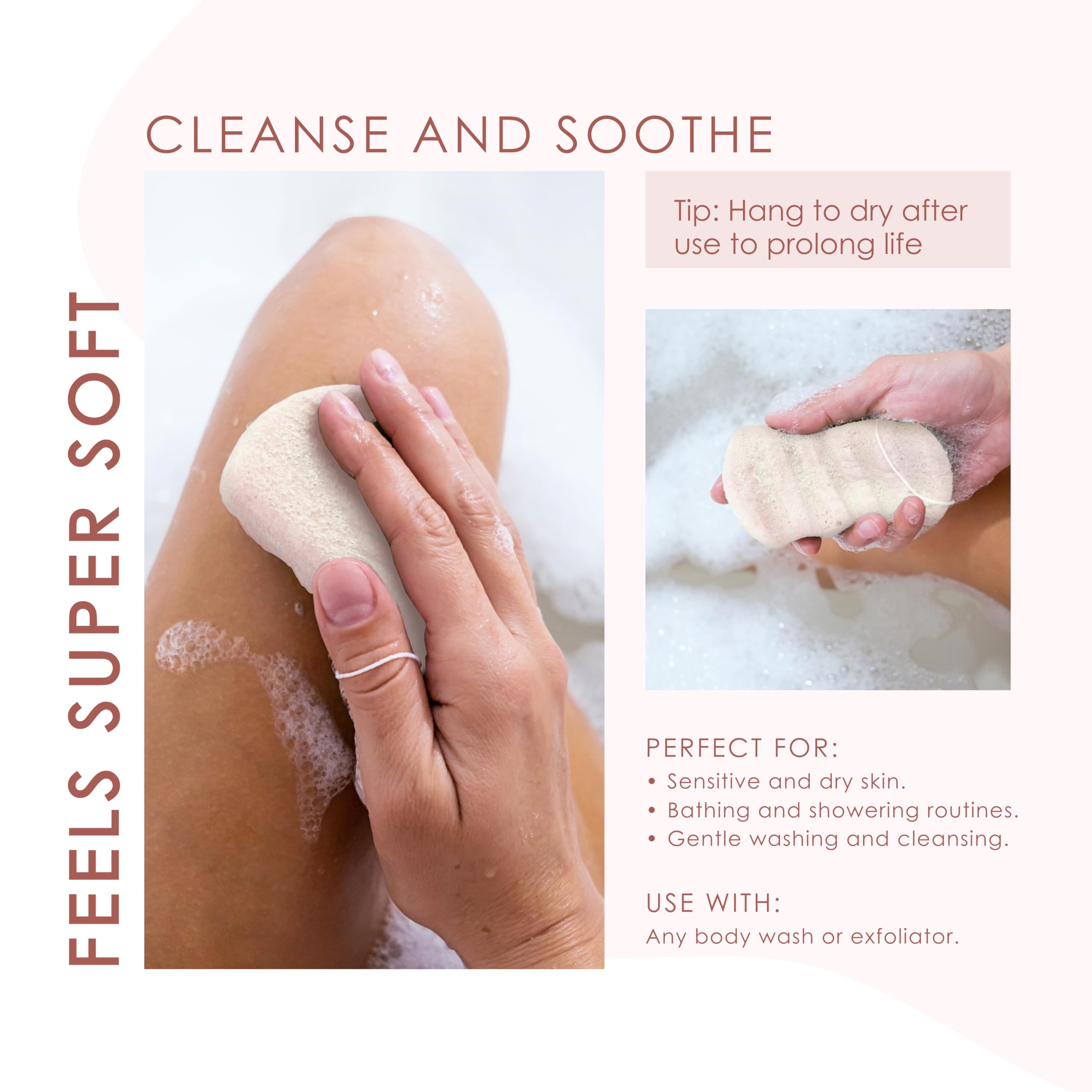 Our Earth Beauty Konjac Sponge Body 2-pack dry sponges reveal soft cushiony texture