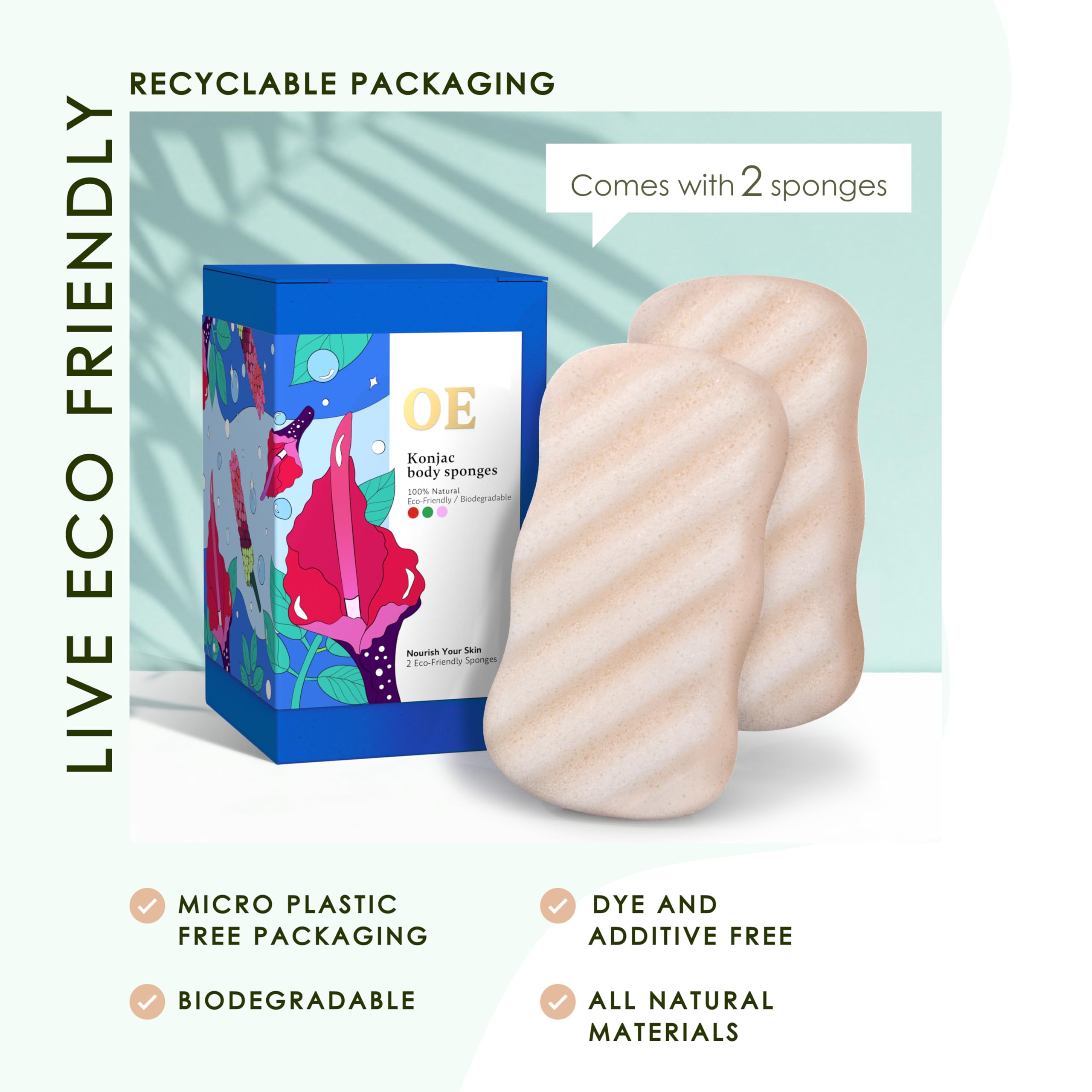Our Earth Beauty Konjac Sponge Body in bathroom setup for eco-conscious shower