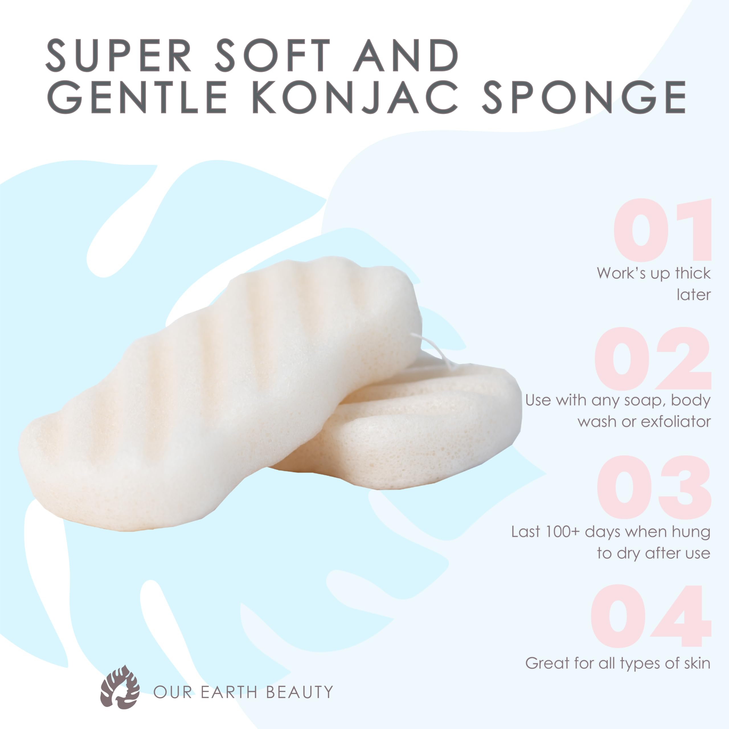 Our Earth Beauty Konjac Sponge Body 2-pack reusable tool for sustainable skincare